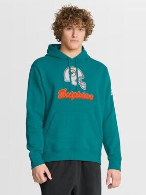 Nike Mens Miami Dolphins Throwback Rewind Retro Hoodie Sweatshirt 2XL XXL NEW